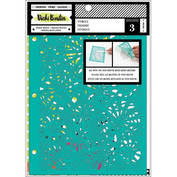 Vicki Boutin Mixed Media Stencils 3/Pkg-Botanical