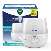 Vicks 0.6 Gallon Natural Care Cool Mist Ultrasonic Humidifier, 200 sq ft, White, VUL530