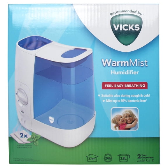 Vicks Air Hot Steam Humidifier with VapoPads VH845E2 3.8L Warm Mist