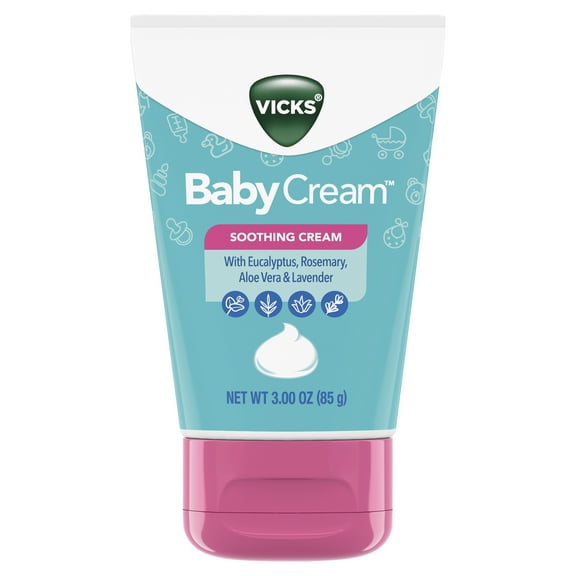 Vicks Baby Cream, Soothing Vapor Cream for Babies with Aloe Vera, 3 oz