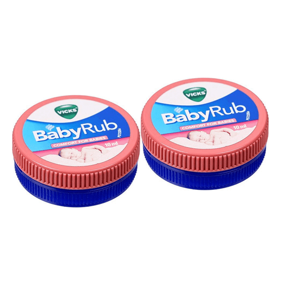 Vicks BabyRub Vapor Ointment 10ml – Twin Pack with Aloe Vera, Coconut Oil & Lavender