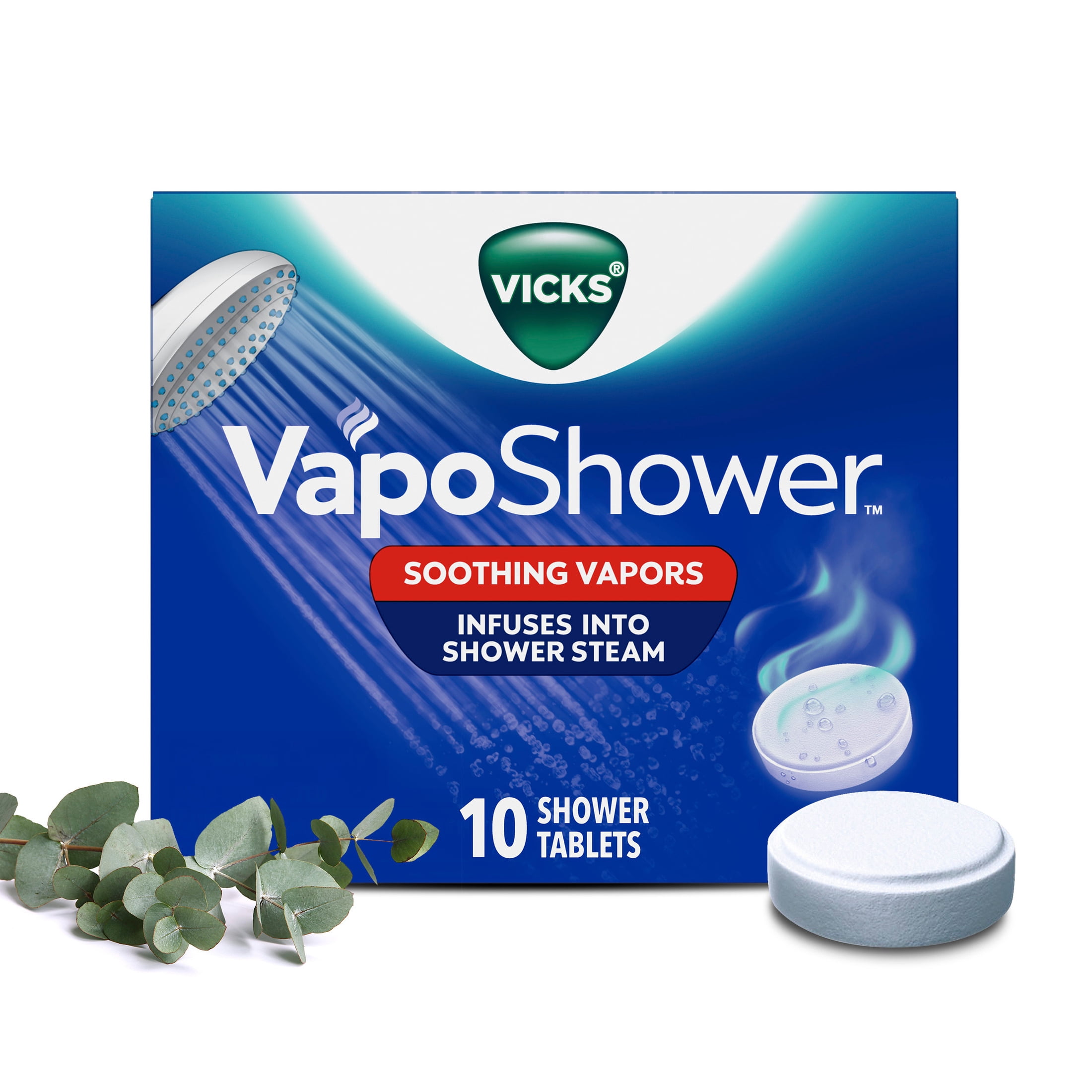 Vicks VapoShower, Non-Medicated Eucalyptus, Menthol Shower Steamer Tablets, 10 count