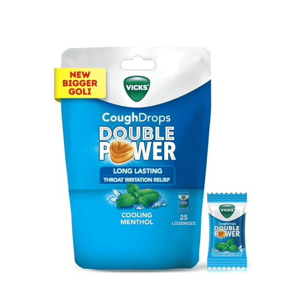 Vicks Cough Drops Menthol 25 Count – Fast Throat Relief, Cooling Lozenges Pack of 1