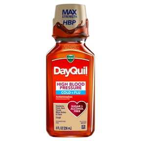 Vicks DayQuil High Blood Pressure Cold & Flu, Liquid Medicine, 8 fl oz