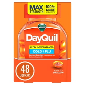 Vicks DayQuil Cold & Flu Ultra Concentrated Liquicaps, Cold Medicine for Adults, 48 Count