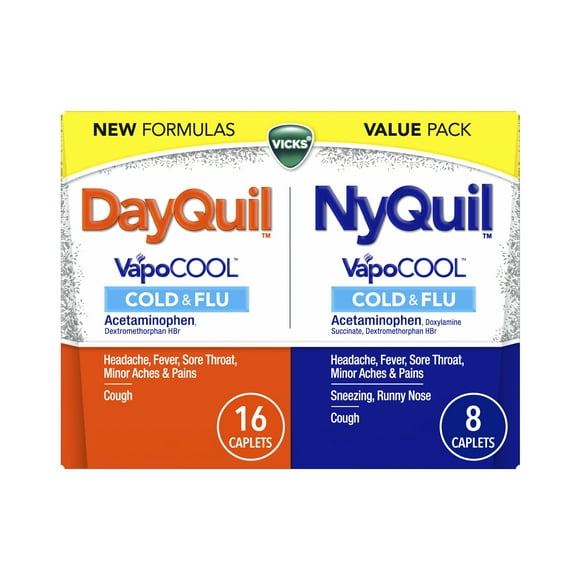 Vicks DayQuil and NyQuil Severe Cold and Flu Caplets, Cold Medicine for Adults, 24 Count