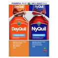 thumbnail image 1 of Vicks DayQuil and NyQuil Cold and Flu Liquid, Cold and Flu Medicine for Adults, Cherry, 2x12 Fl oz, 1 of 8