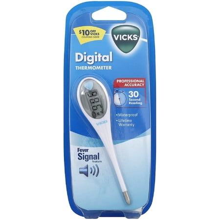 Vicks Digital Thermometer Water Resistant Fever Signal Technology, 2-Pack