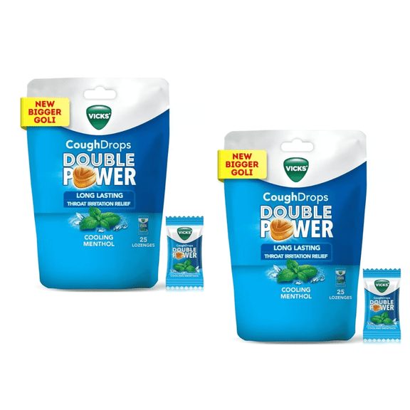 Vicks Menthol Flavor Cough Drops 25 Count Each Pack of 2 Cooling Lozenges