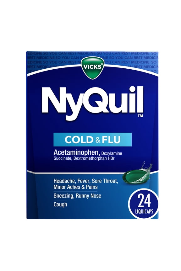 NyQuil Cold & Flu, LiquiCap Over-the-Counter Medicine, 24 count
