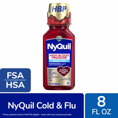 Vicks NyQuil High Blood Pressure Cold and Flu Relief Liquid Medicine