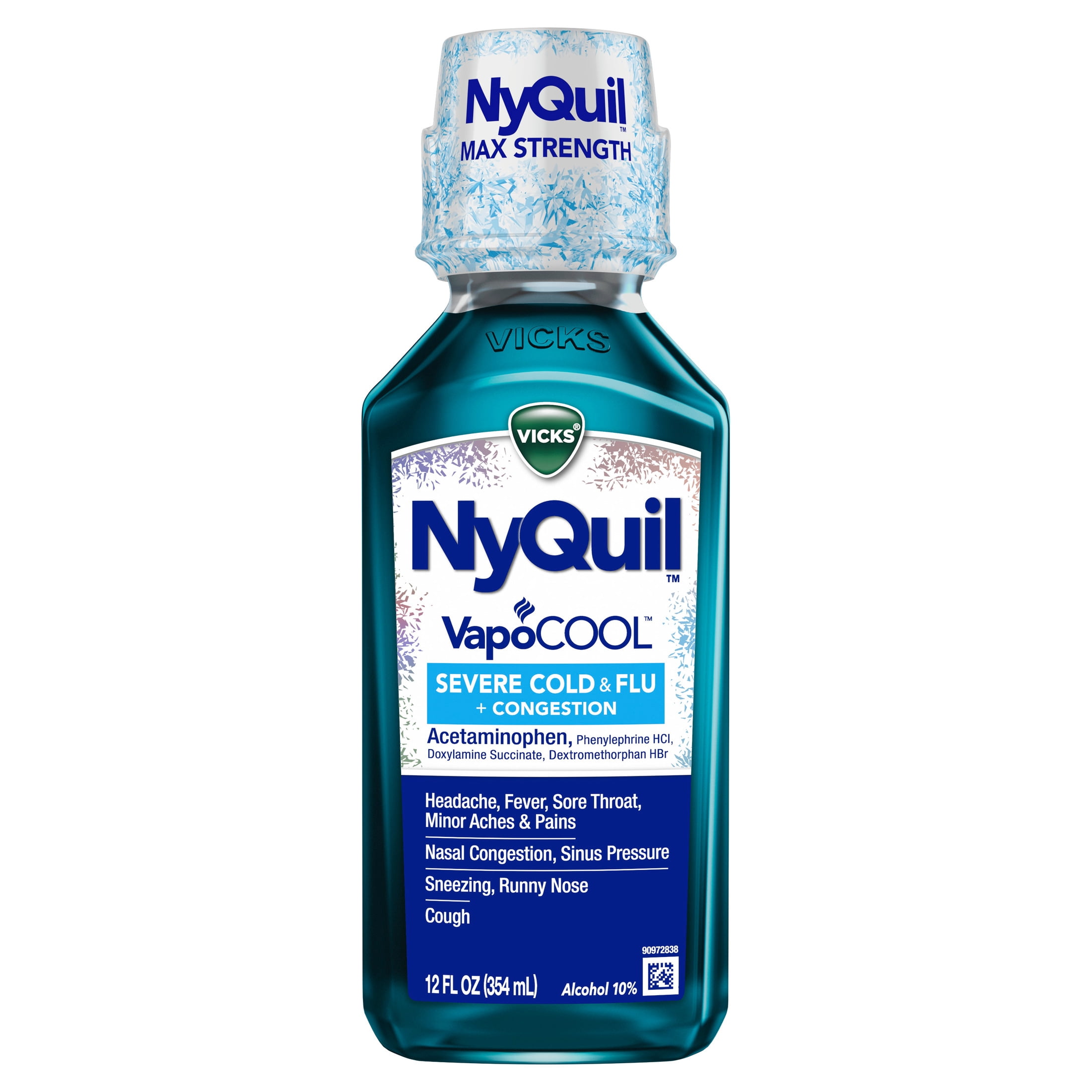 Vicks NyQuil VapoCOOL SEVERE Cold, Flu, and Congestion Medicine, Menthol Flavor, 12 fl oz
