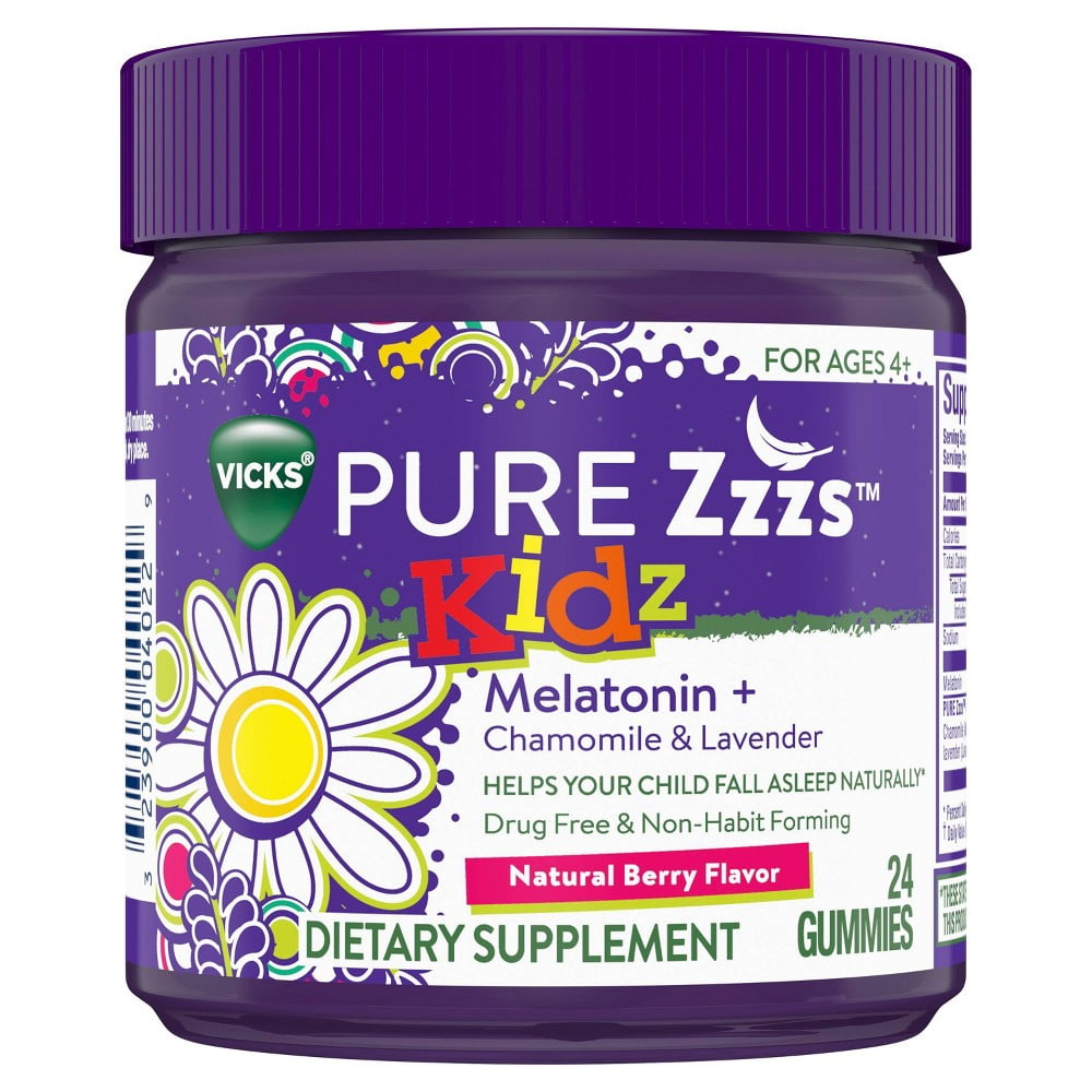 Vicks PURE Zzzs Kidz Gummies - Melatonin + Chamomile & Lavender (Pack of  36) 