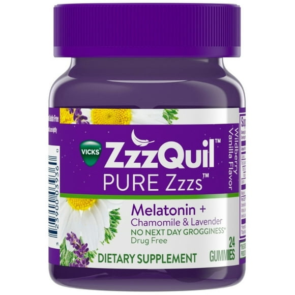 Vicks PURE Zzzs Melatonin Sleep Aid Gummies, 24 ea (Pack of 3)