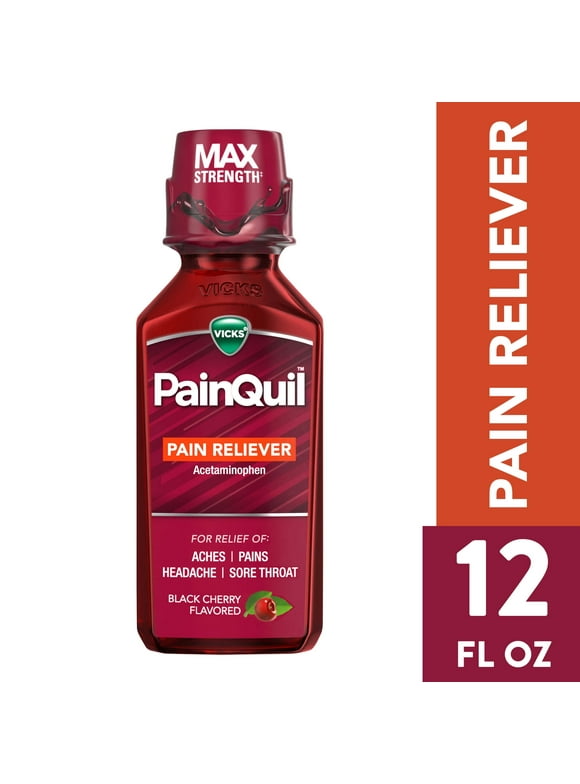 Vicks PainQuil Pain Relief Liquid, Acetaminophen Pain Reliever for Adults, 12 Fl oz