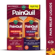 Vicks PainQuil Pain Relief and Nighttime Sleep Aid Liquids, Acetaminophen 1000mg, Honey, 2x12oz