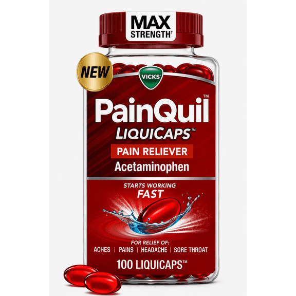 Vicks PainQuil Max Strength Pain Relief LiquiCaps Acetaminophen 1000mg - 100 Count