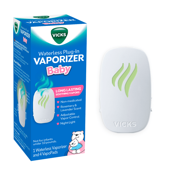 Vicks Baby Waterless Plug-in Vaporizer with Night-Light & 4 Bonus Vapopads