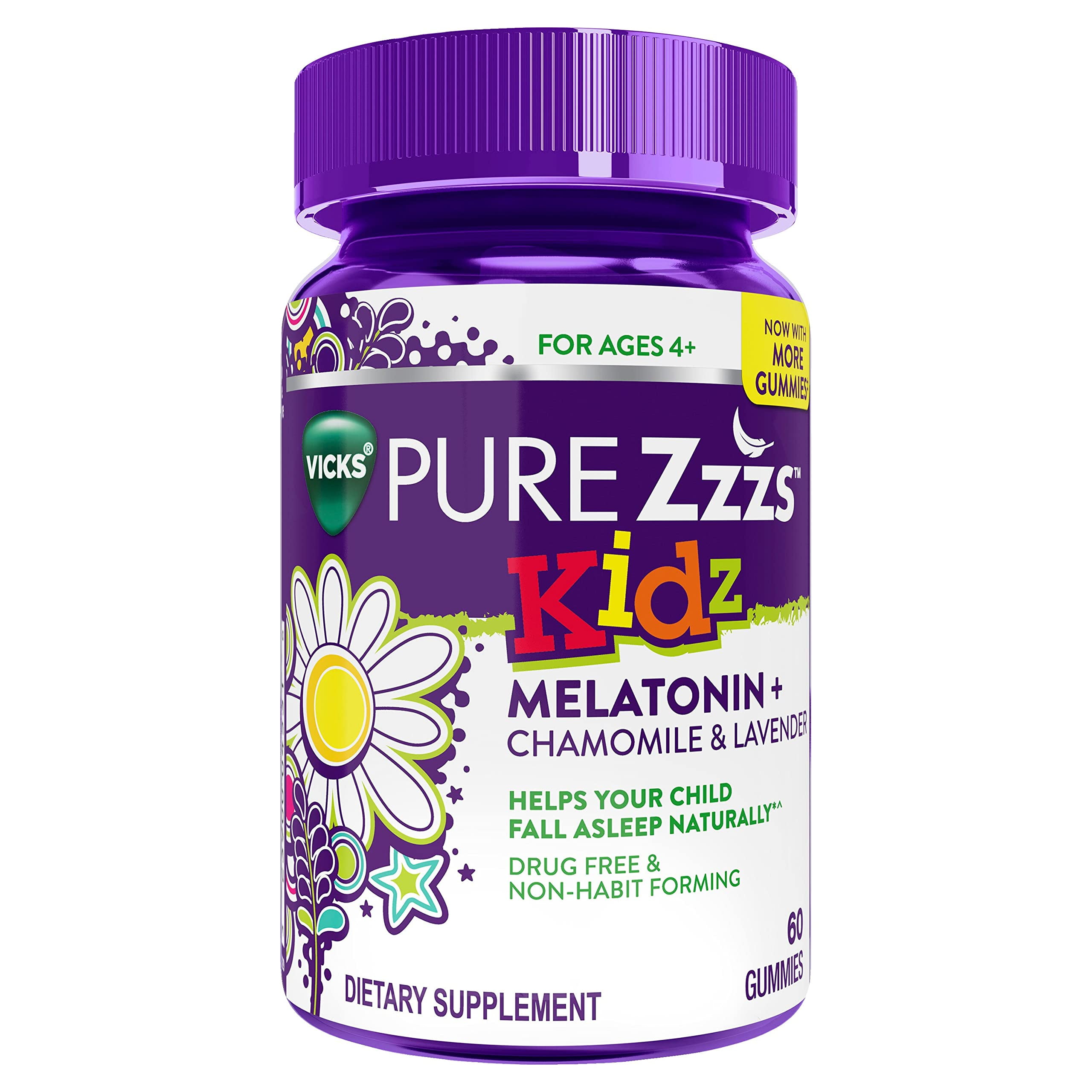 Vicks Pure Zzzs Kidz Melatonin + Chamomile & Lavender Sleep Supplement