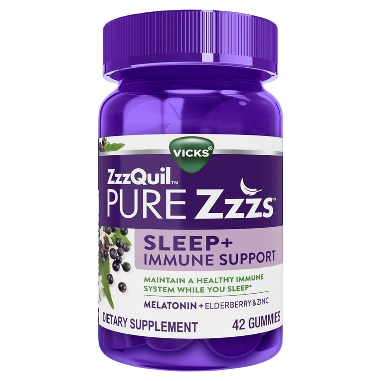 Vicks Pure Zzzs Melatonin Sleep Aid + Immune Gummies, 1mg, Dietary