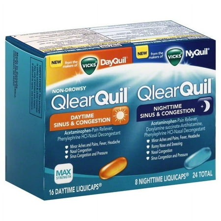 Vicks QlearQuil Sinus & Congestion Relief, Day or Night, 24 count