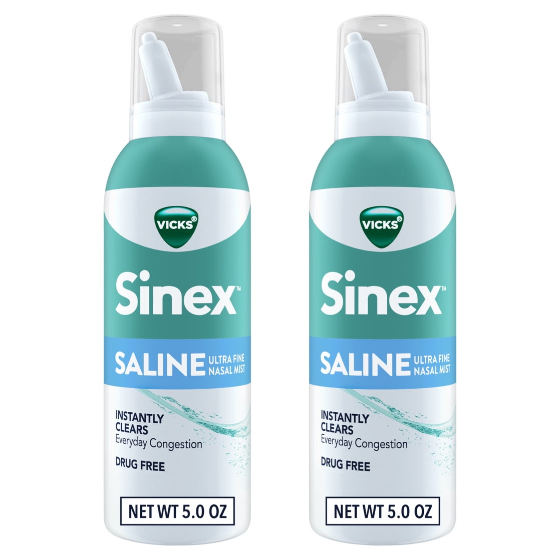 Vicks Sinex Saline Nasal Spray, Ultra Fine Mist, 5.0 fl oz x 2
