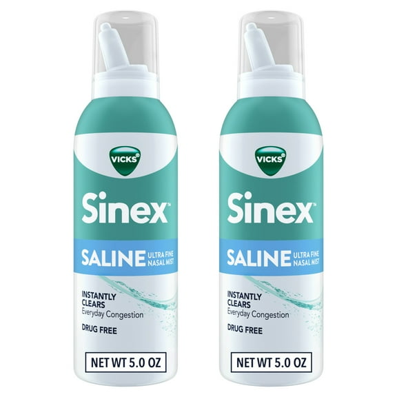 Vicks Sinex Saline Nasal Spray, Ultra Fine Mist, 5.0 fl oz x 2