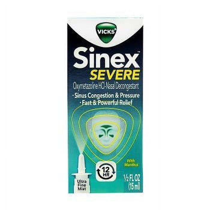 Vicks Sinex Severe Nasal Decongestant, Ultra Fine Mist with Menthol, 0.