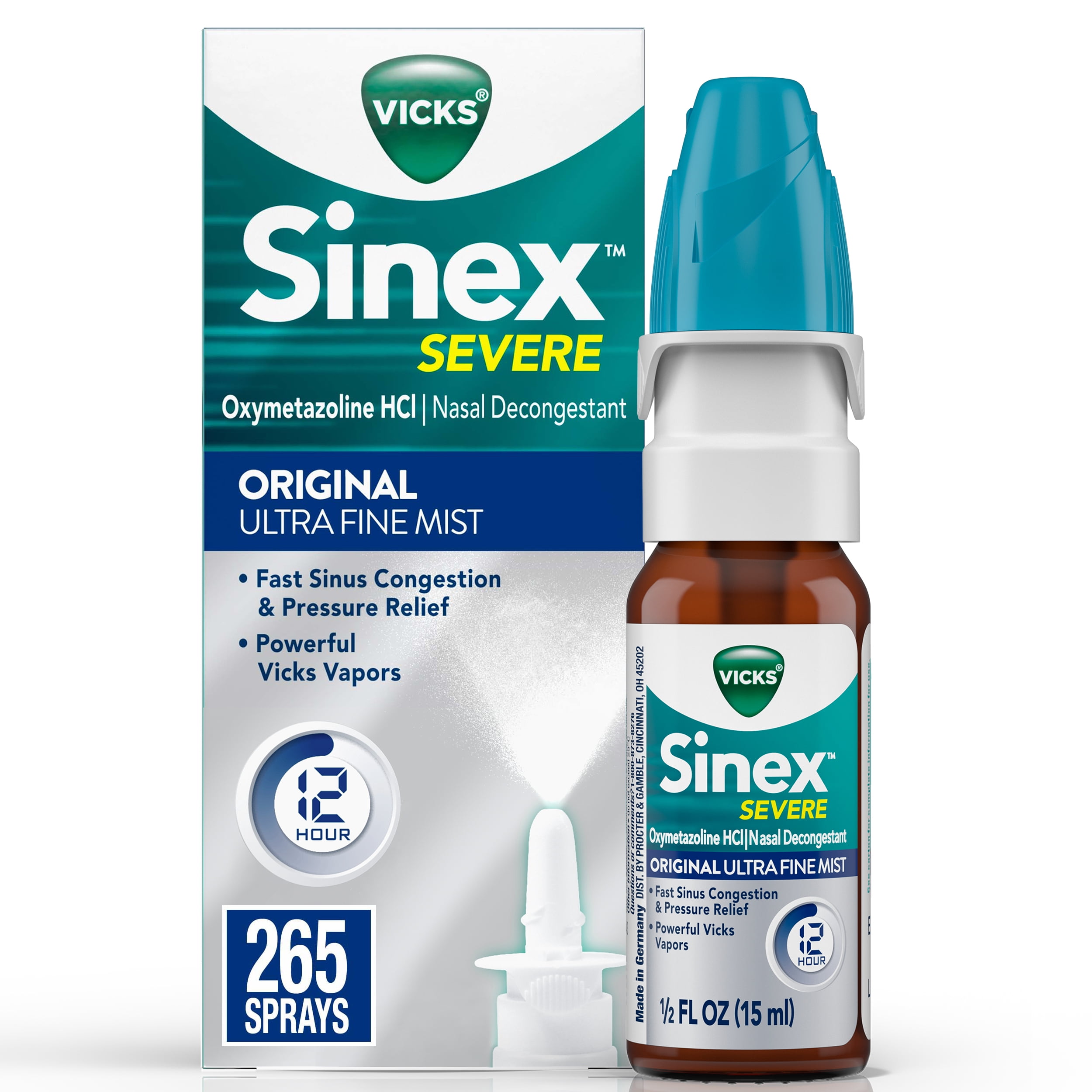 Vicks Sinex Severe Nasal Spray, Nasal Decongestant for Sinus Relief, 0.5 Fl oz