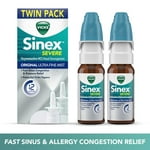Vicks Sinex SEVERE Allergy & Sinus Nasal Spray, Original Ultra Fine Mist, Decongestant Medicine, Relief from Nasal Congestion due to Cold or Allergy, Sinus Pressure Relief, 265 Sprays x 2