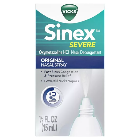 Vicks Sinex Severe Nasal Spray with Menthol 0.50 oz (Pack of 2)