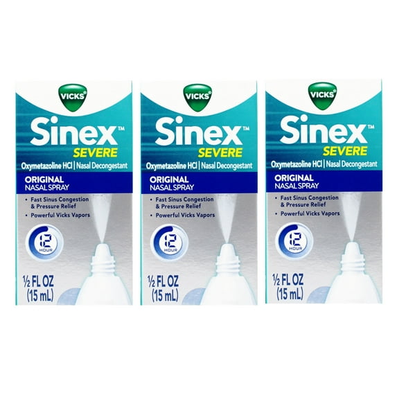 Vicks Sinex Severe Original Nasal Spray Congestion Relief, 0.50 fl oz - 3 Pack