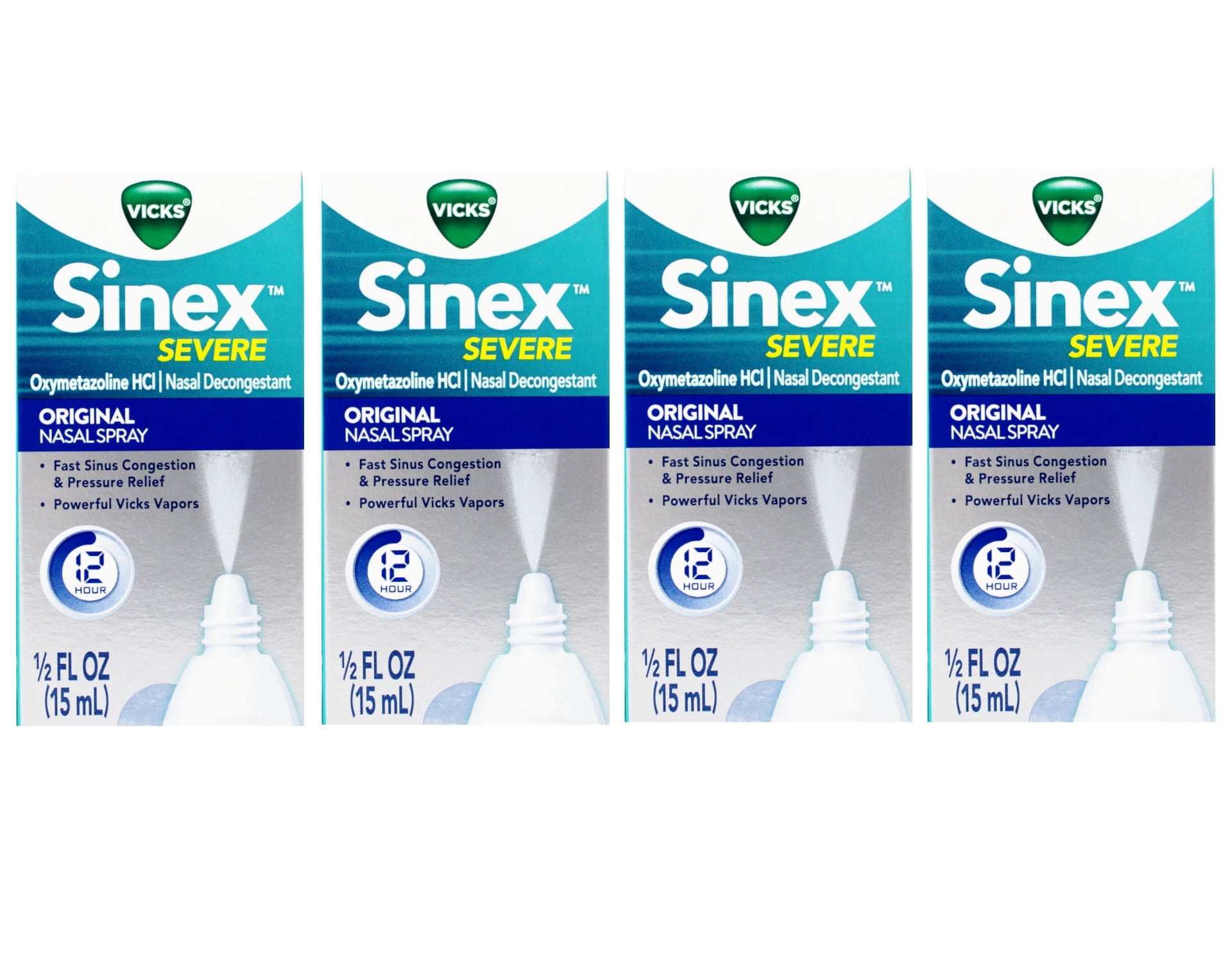 Vicks Sinex Severe Original Nasal Spray Congestion Relief, 0.50 fl oz - 4 Pack