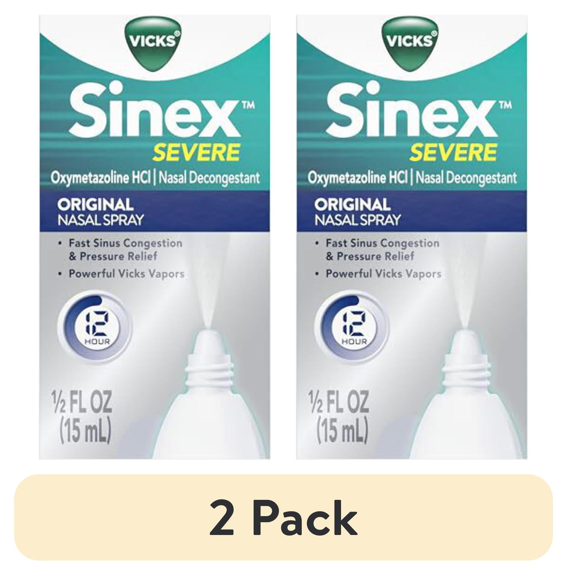 (2 pack) Vicks Sinex Severe Original Nasal Spray, Decongestant Medicine ...