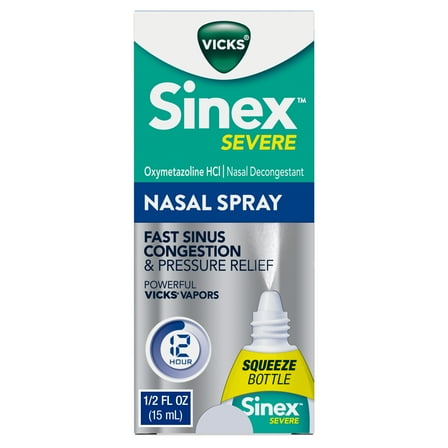 Vicks Sinex Severe Original Nasal Spray, Decongestant Medicine, Relief from Stuffy Nose due to Cold or Allergy, & Nasal Congestion, Sinus Pressure Relief, 0.5 fl oz