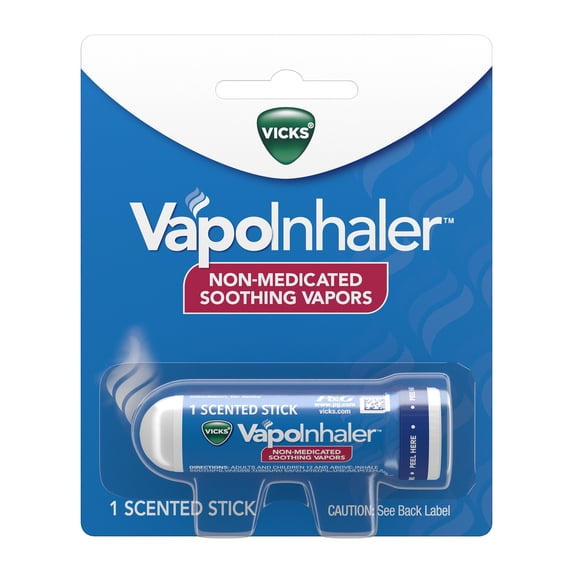 Vicks VapoInhaler Portable Nasal Inhaler, Non-Medicated, 1 Scented Stick