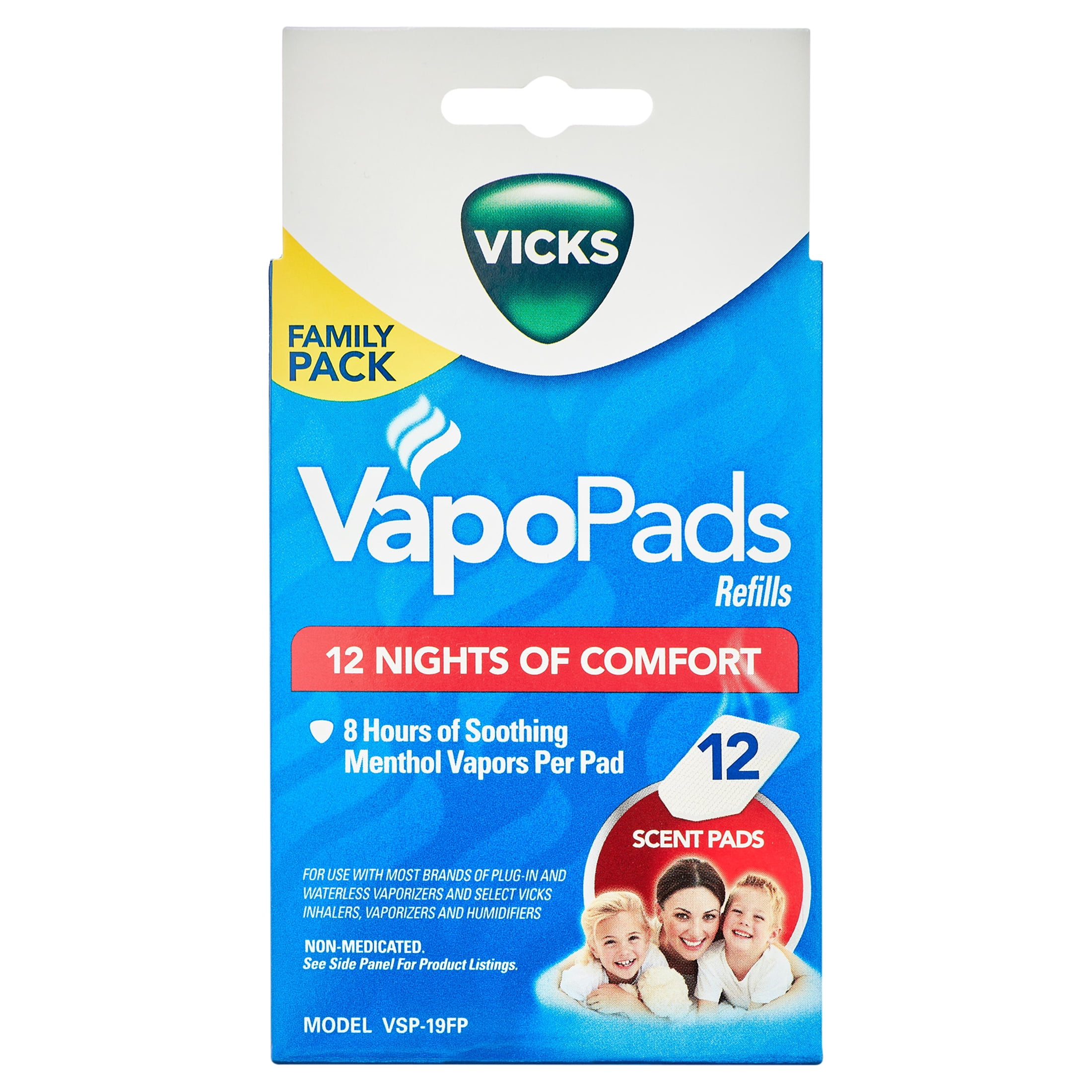 Vicks Vapo Pad Family Pack, 12 Pack, for Use in Vicks Vaporizers and