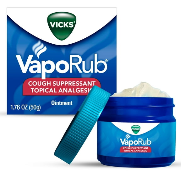 Vicks Vapo Rub Topical Chest Rub and Analgesic Ointment, Cough Medicine for Cough Relief, 1.76 Oz