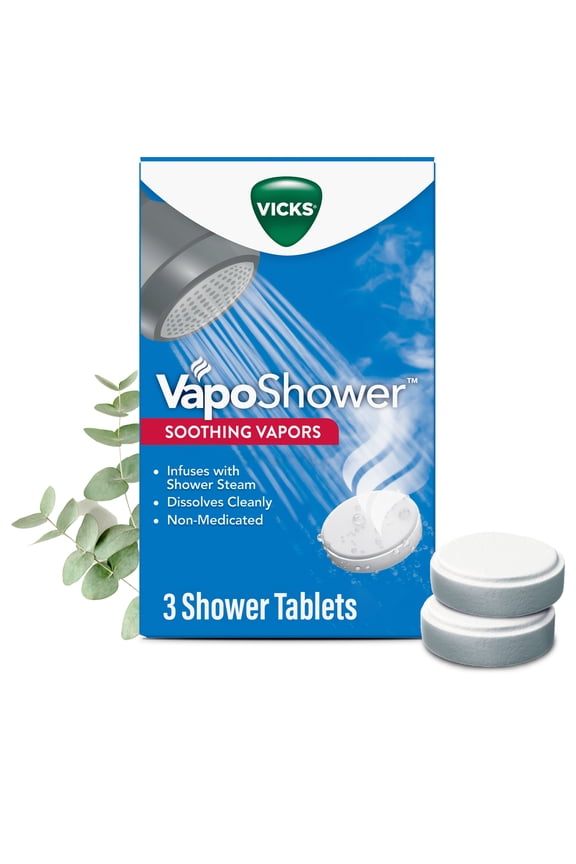VapoShower Tablets, Menthol Scent Soothing Non-Medicated Shower Steamers, 3 Count
