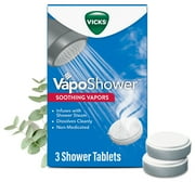 Vicks Vapo Shower Tablets, Menthol Scent Soothing Non-Medicated Shower Steamers, 3 Count