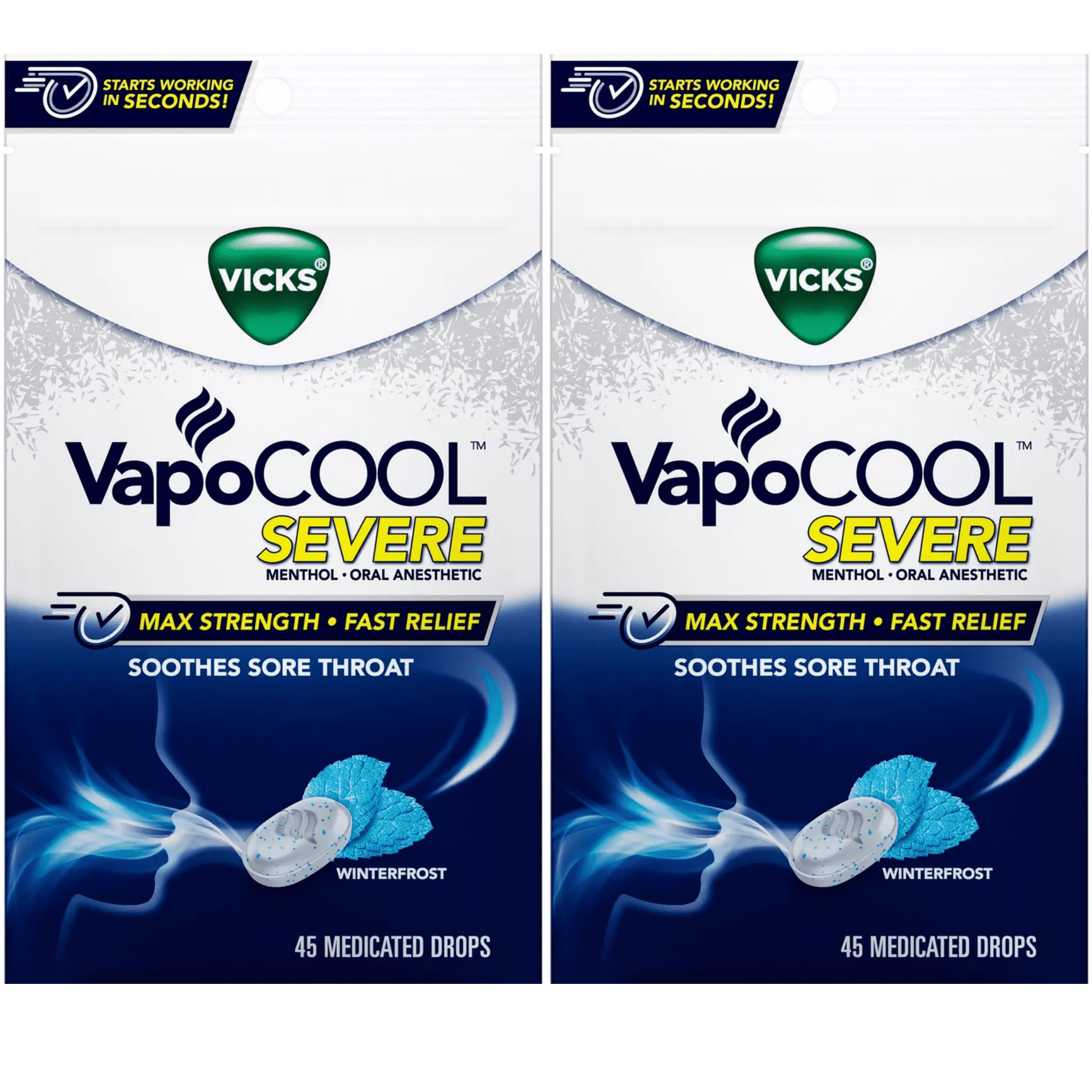 Vicks VapoCOOL SEVERE Medicated Sore Throat Drops, Fast-Acting