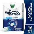thumbnail image 1 of Vicks VapoCOOL SEVERE Medicated Sore Throat Drops, Fast-Acting Max Strength Relief, Soothes Sore Throat Pain Caused by Cough, Powerful Vicks Vapors, Menthol, Winterfrost Flavor, 16ct, 1 of 11