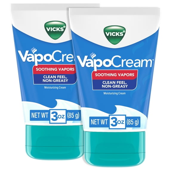 Vicks VapoCream, Easy to Use Non-Greasy Moisturizing Cream, Non-Medicated Vicks Vapors, For Adults and Children Ages 2+, 3.0 oz, 2 Pack