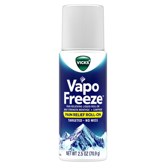 Vicks VapoFreeze Max Strength Menthol + Camphor Pain Relief Roll On, 2.5 oz