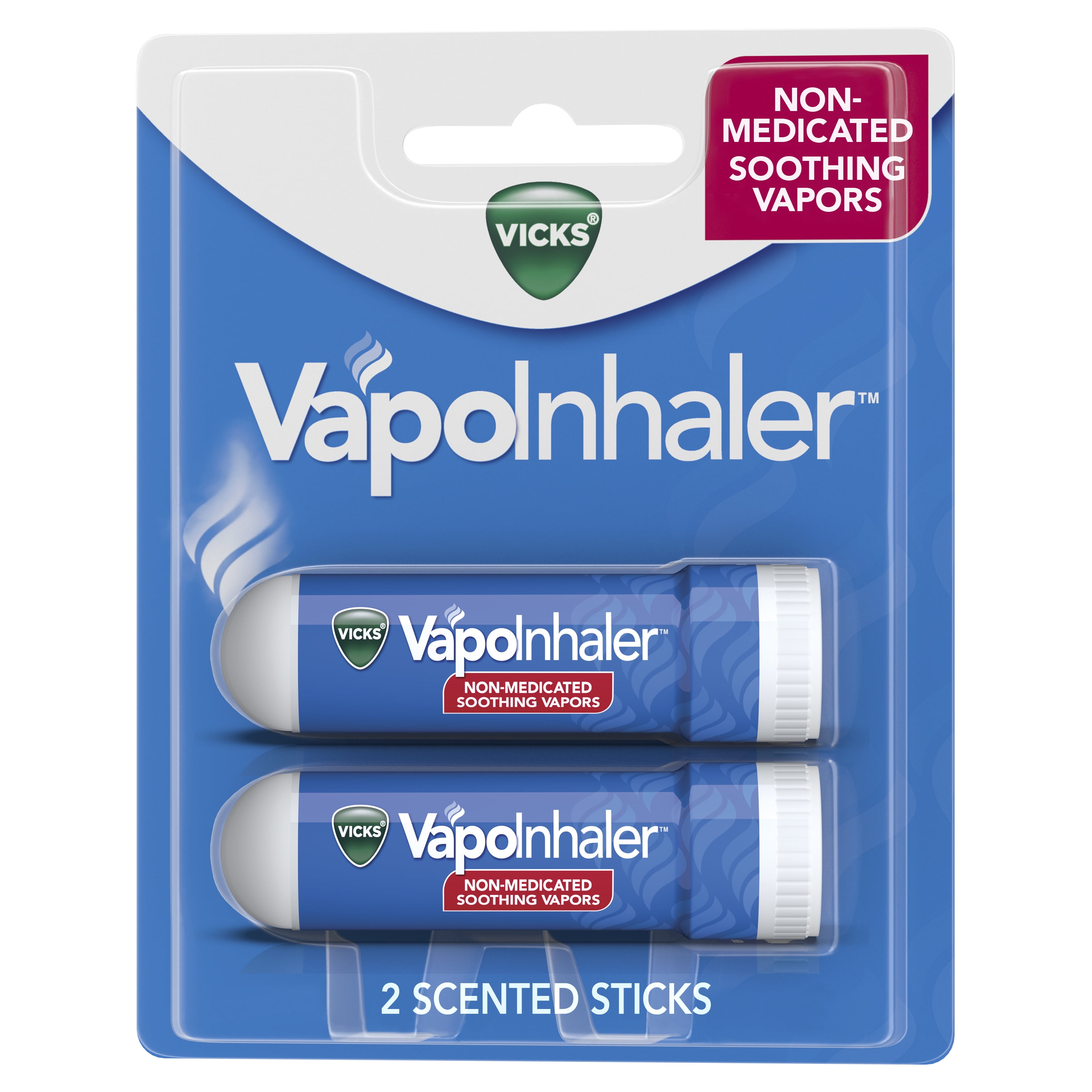 Vicks VapoInhaler Portable Nasal Inhaler, Menthol Scent, Non-Medicated,  Vapor Inhaler, 2 Count