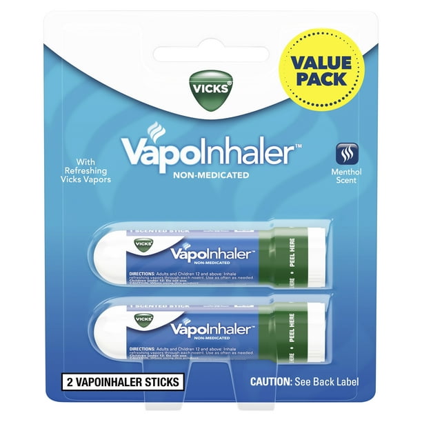 Vicks VapoInhaler Portable Nasal Inhaler, NonMedicated, 2 Scented