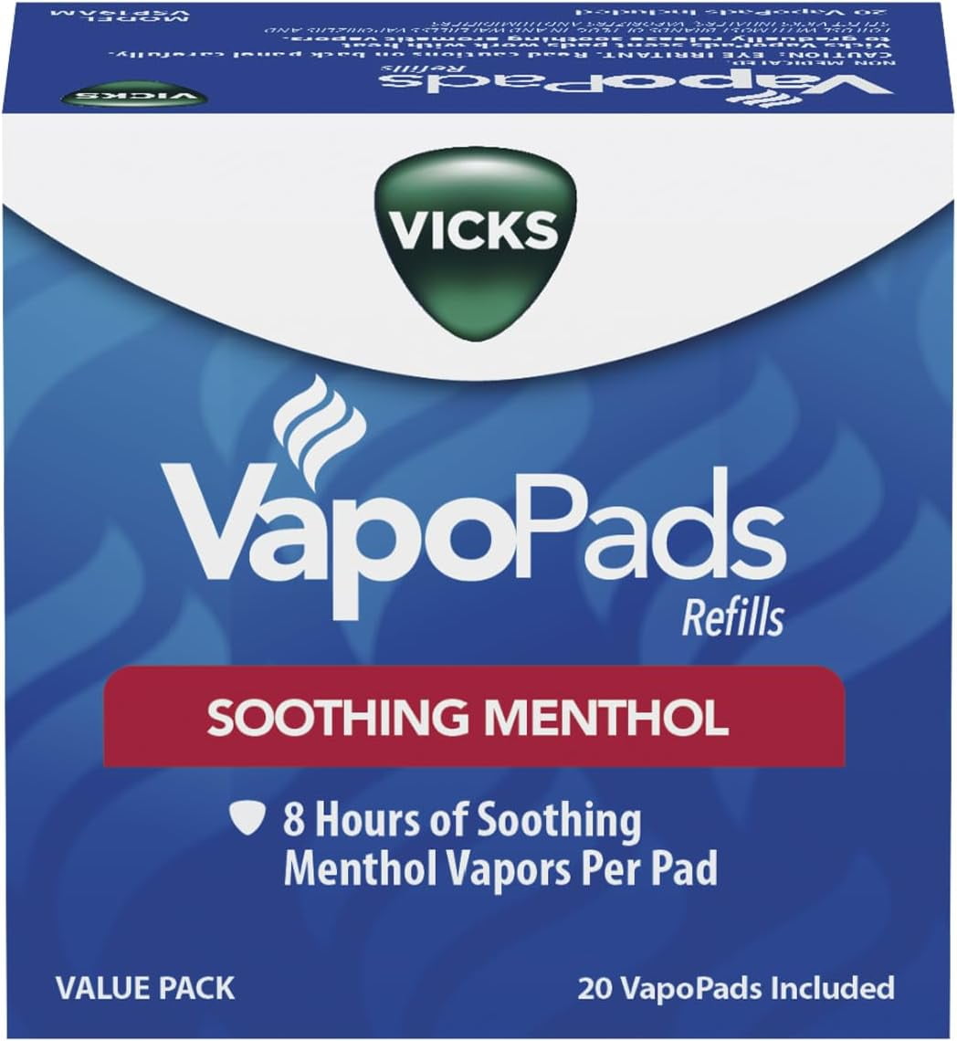Vicks VapoPads, 20 Count Soothing Menthol Vapor Pads for Vicks