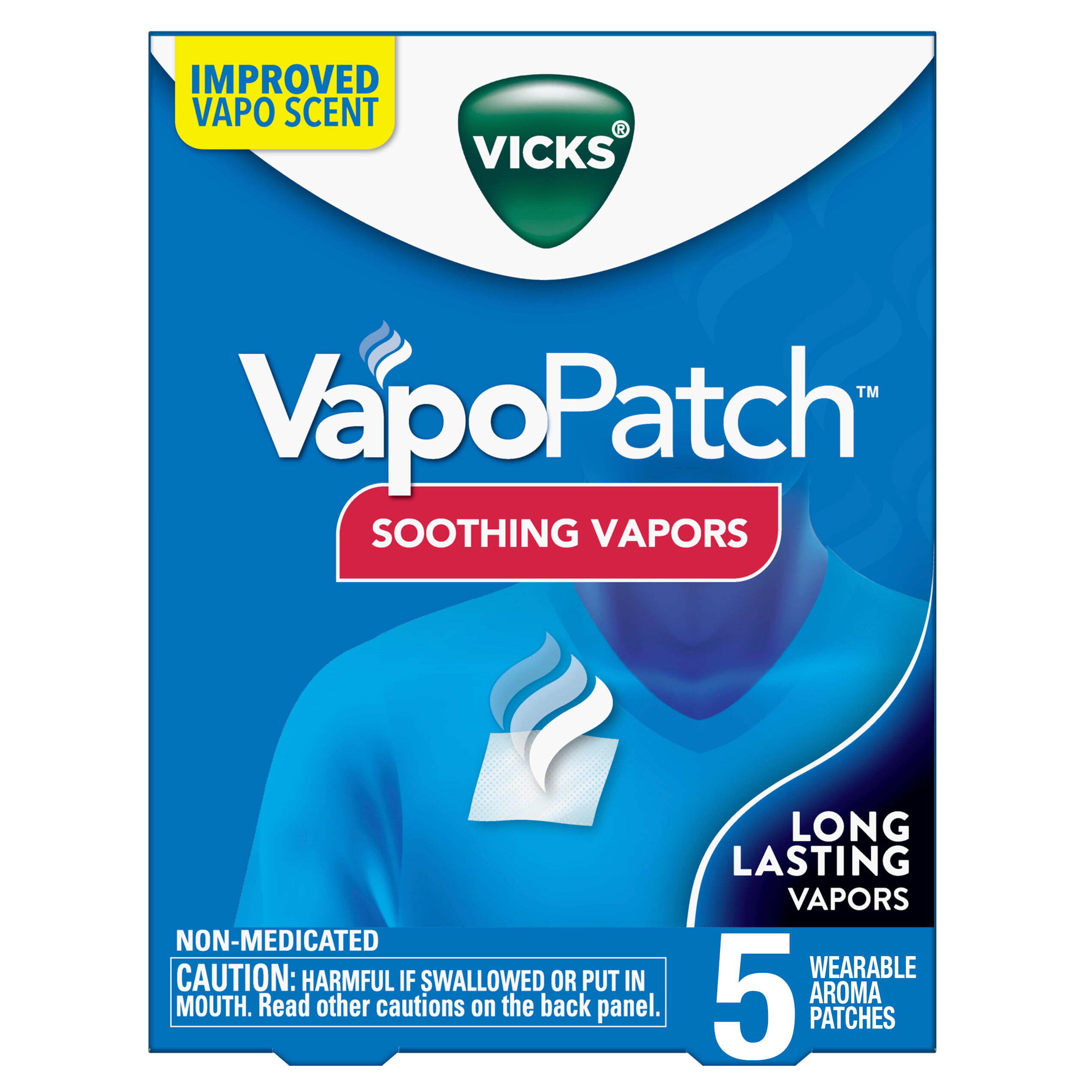 Vicks VapoPatch, Non-Medicated Wearable Arome Patch, Long Lasting Soothing Vicks Vapors, 5 Ct - image 1 of 11