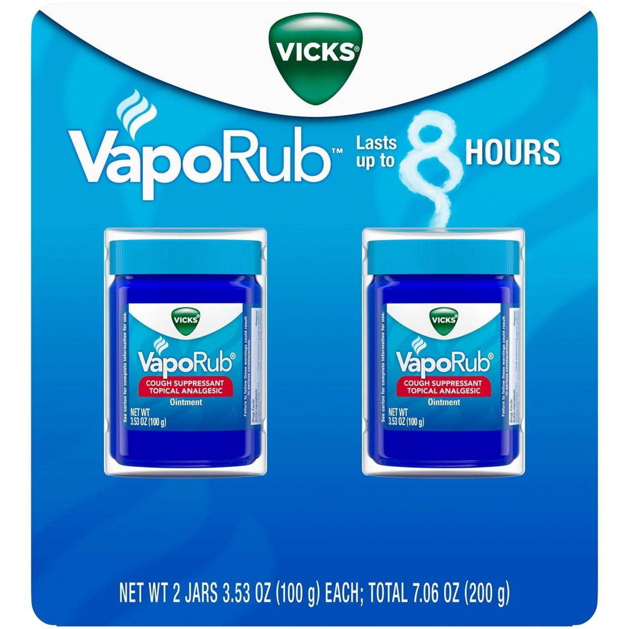 Vicks VapoRub Cough Suppressant Topical Analgesic Ointment (3.53 Ounce, 2 Count)