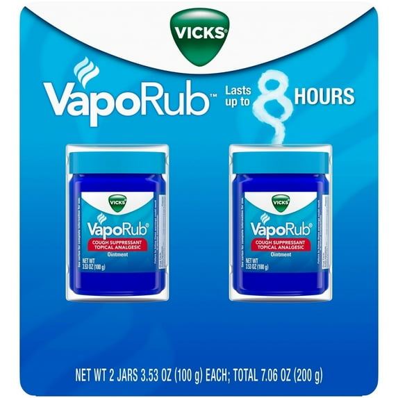 Vicks VapoRub Cough Suppressant Topical Analgesic Ointment (3.53 Ounce, 2 Count)